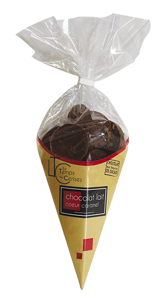 Cornet chocolat blanc fourré caramel beurre salé